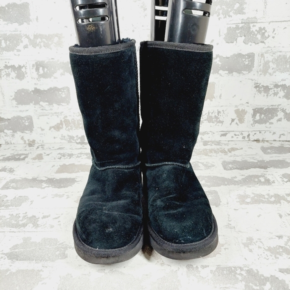 Koolaburra by UGG Black Leather Suede Sheepskin Round Toe Winter Boot A835 - Picture 3 of 13